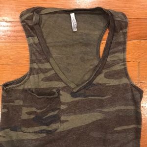 Z Supply Tops - Z Supply Pocket Racer Tank Camo Green Z Supply Tops - Z Supply Pocket Racer Tank Camo Green